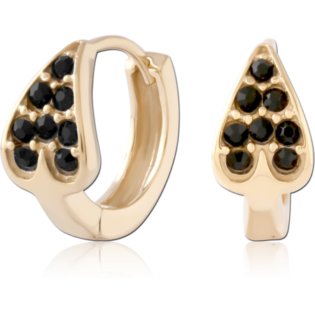 GOLD PVD 18K COATED SURGICAL STEEL JEWELED HUGGIES PAIR - CORDATE