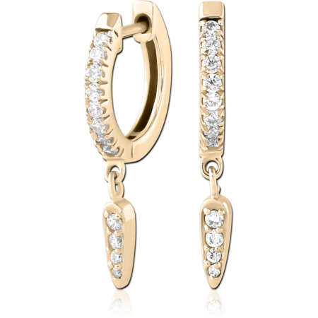 GOLD PVD 18K COATED SURGICAL STEEL JEWELED HUGGIES PAIR