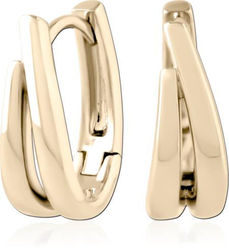 GOLD PVD 18K COATED SURGICAL STEEL JEWELED HUGGIES PAIR