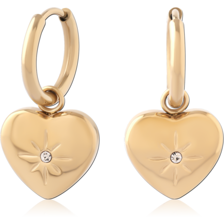 GOLD PVD 18K COATED SURGICAL STEEL JEWELED HUGGIES PAIR