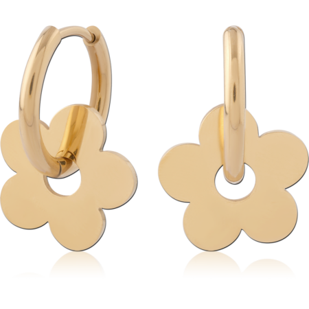 GOLD PVD 18K COATED SURGICAL STEEL JEWELED HUGGIES PAIR