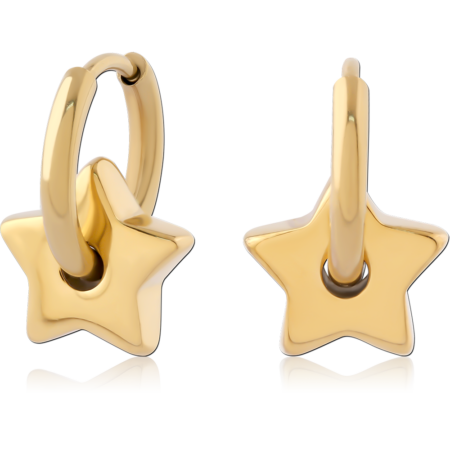 GOLD PVD 18K COATED SURGICAL STEEL JEWELED HUGGIES PAIR