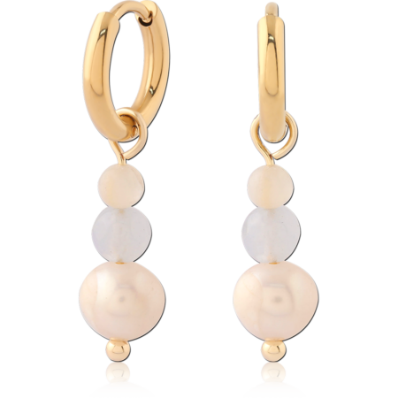 GOLD PVD 18K COATED SURGICAL STEEL JEWELED HUGGIES PAIR