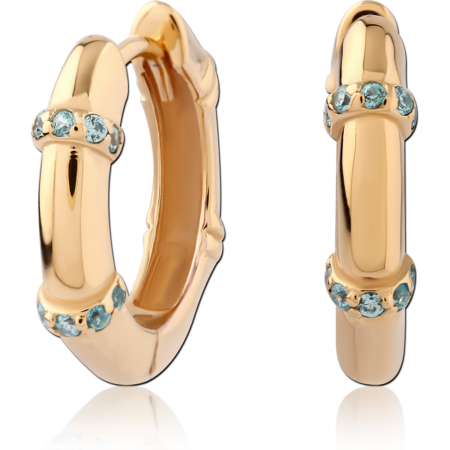 STERLING SILVER 925 18K GOLD PLATED JEWELED HUGGIES PAIR