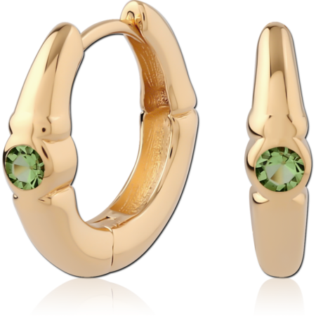 STERLING SILVER 925 18K GOLD PLATED JEWELED HUGGIES PAIR