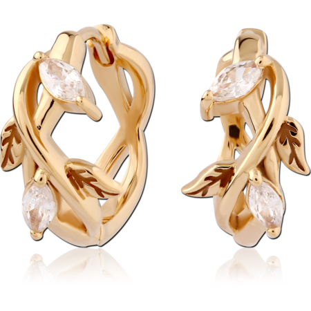 STERLING SILVER 925 18K GOLD PLATED JEWELED HUGGIES PAIR