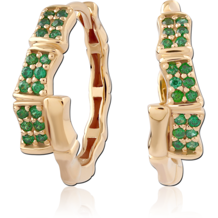 STERLING SILVER 925 18K GOLD PLATED JEWELED HUGGIES PAIR