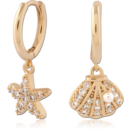 STERLING SILVER 925 18K GOLD PLATED JEWELED HUGGIES PAIR