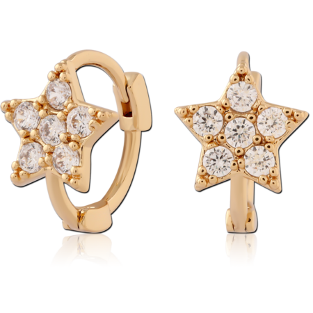 STERLING SILVER 925 GOLD PLATED 18K JEWELED HUGGIES PAIR