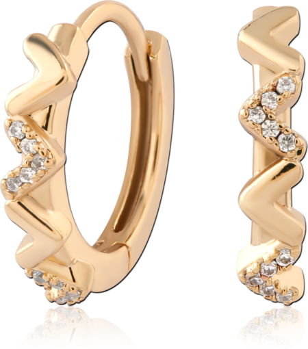 STERLING SILVER 925 GOLD PLATED 18K JEWELED HUGGIES PAIR