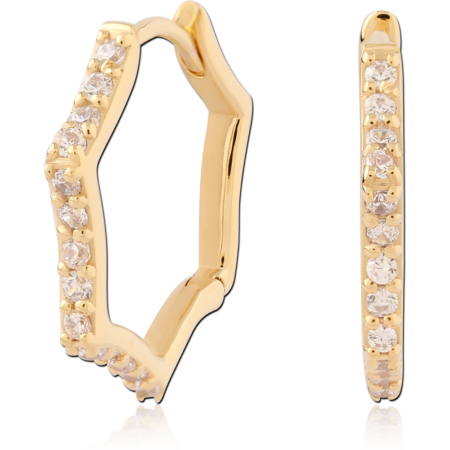 STERLING SILVER 925 18K GOLD PLATED JEWELED HUGGIES PAIR