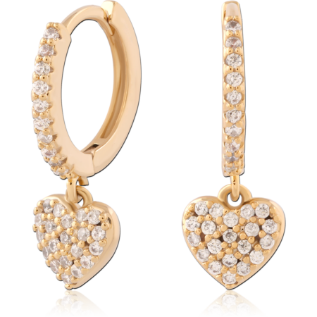 STERLING SILVER 925 GOLD PLATED 18K JEWELED HUGGIES PAIR