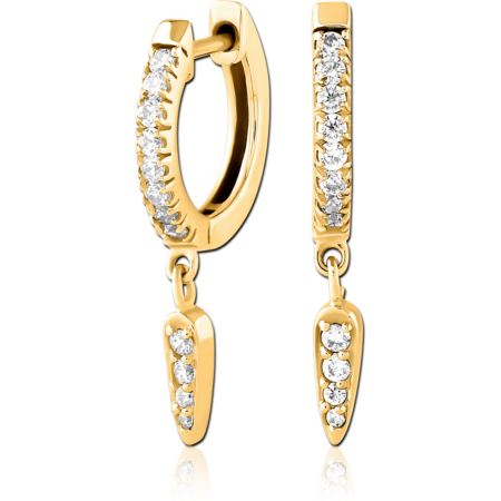 GOLD PVD COATED SURGICAL STEEL JEWELED HUGGIES PAIR