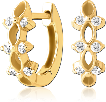 GOLD PVD COATED SURGICAL STEEL JEWELED HUGGIES PAIR