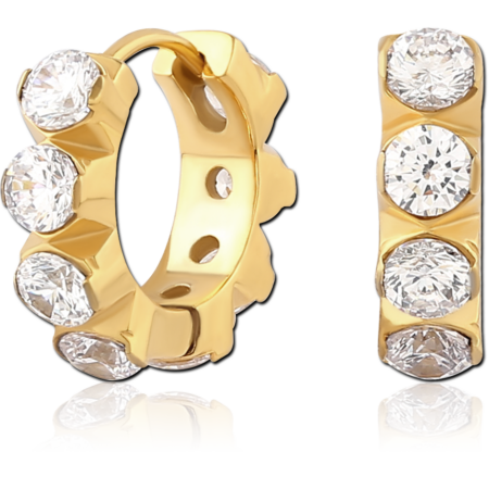 GOLD PVD COATED SURGICAL STEEL JEWELED HUGGIES PAIR