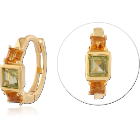 GOLD PLATED STERLING SILVER 925 JEWELED HUGGIES PAIR