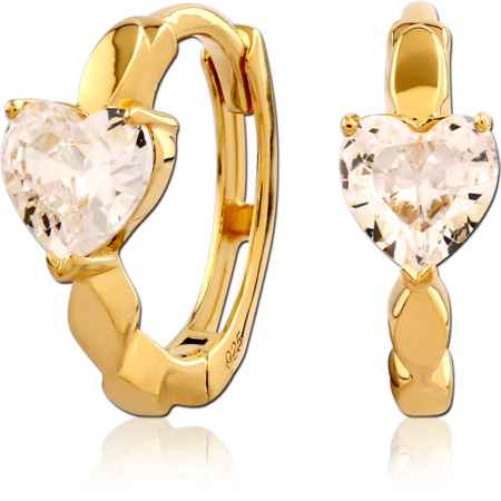 STERLING SILVER 925 GOLD PLATED JEWELED HUGGIES PAIR