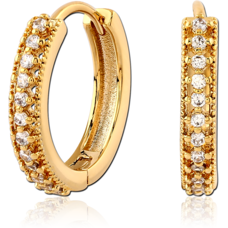 STERLING SILVER 925 GOLD PLATED JEWELED HUGGIES PAIR