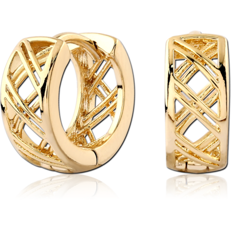 STERLING SILVER 925 GOLD PLATED JEWELED HUGGIES PAIR