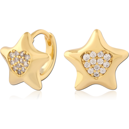 STERLING SILVER 925 GOLD PLATED JEWELED HUGGIES PAIR