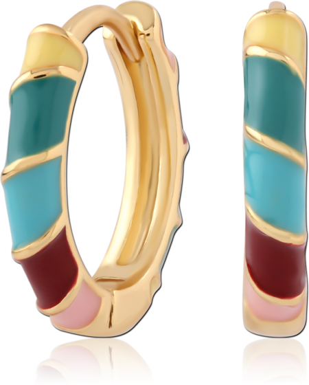 STERLING SILVER 925 GOLD PLATED JEWELED HUGGIES PAIR