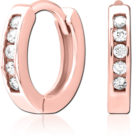 ROSE GOLD PVD COATED SURGICAL STEEL JEWELED HUGGIES PAIR