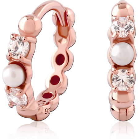 STERLING SILVER 925 ROSE GOLD PVD COATED JEWELED HUGGIES PAIR