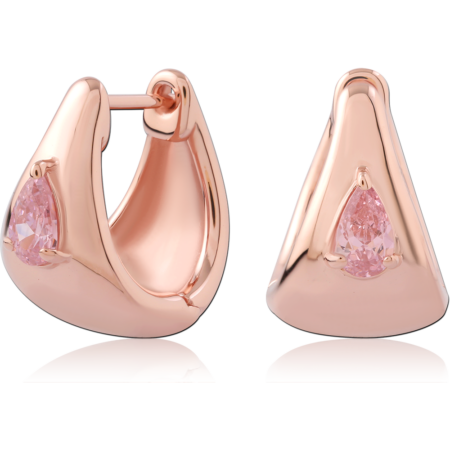 STERLING SILVER 925 ROSE GOLD PLATED JEWELED HUGGIES PAIR