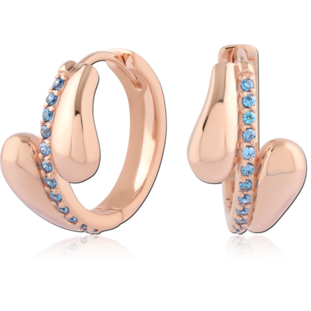 STERLING SILVER 925 ROSE GOLD PLATED JEWELED HUGGIES PAIR