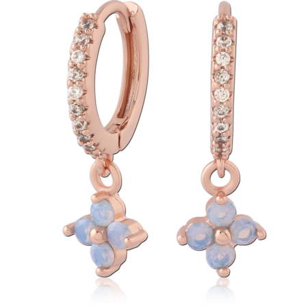 STERLING SILVER 925 ROSE GOLD JEWELED HUGGIES PAIR