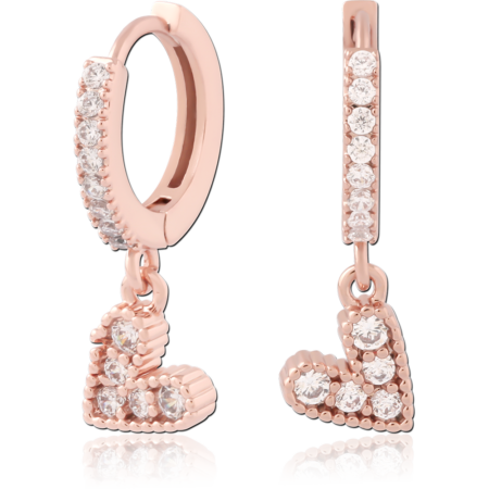 STERLING SILVER 925 ROSE GOLD PLATED JEWELED HUGGIES PAIR