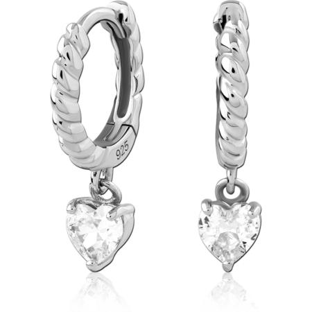 STERLING SILVER 925 RHODIUM PLATED JEWELED HUGGIES PAIR