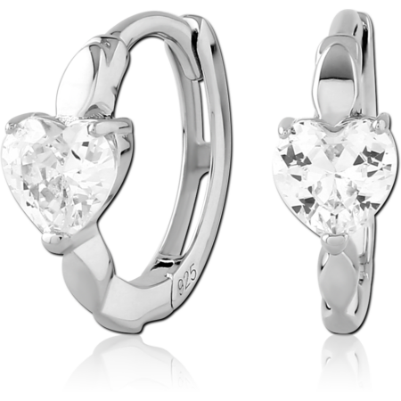 STERLING SILVER 925 RHODIUM PLATED JEWELED HUGGIES PAIR