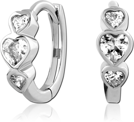 STERLING SILVER 925 RHODIUM PLATED JEWELED HUGGIES PAIR