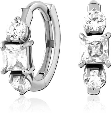 STERLING SILVER 925 RHODIUM PLATED JEWELED HUGGIES PAIR