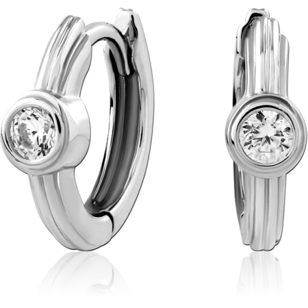 STERLING SILVER 925 RHODIUM PLATED JEWELED HUGGIES PAIR