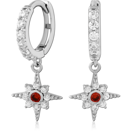 STERLING SILVER 925 RHODIUM PLATED JEWELED HUGGIES PAIR