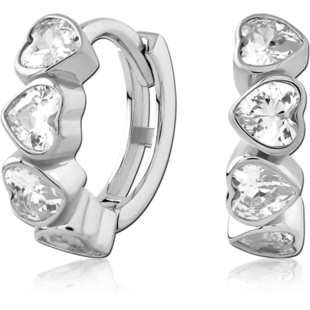 STERLING SILVER 925 RHODIUM PLATED JEWELED HUGGIES PAIR