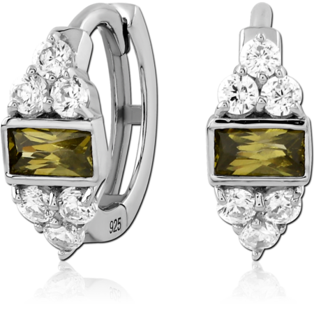 STERLING SILVER 925 RHODIUM PLATED JEWELED HUGGIES PAIR