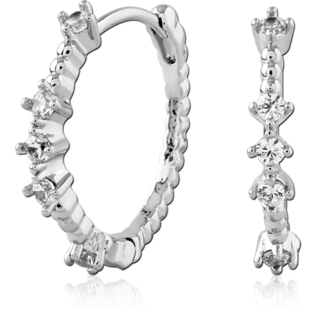 STERLING SILVER 925 PLATED JEWELED HUGGIES PAIR