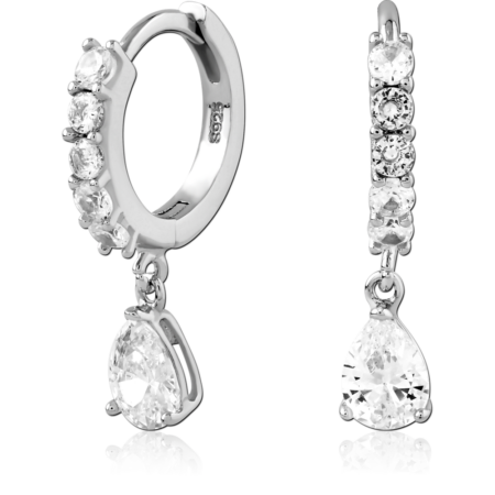 STERLING SILVER 925 PLATED JEWELED HUGGIES PAIR