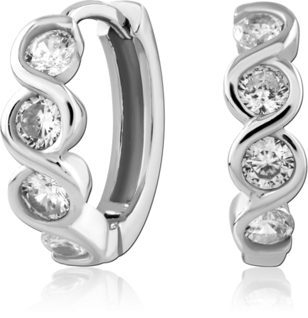 STERLING SILVER 925 PLATED JEWELED HUGGIES PAIR