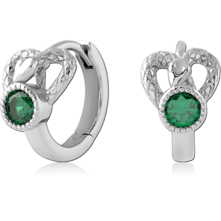 STERLING SILVER 925 RHODIUM PLATED JEWELED HUGGIES PAIR