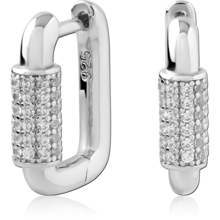 STERLING SILVER 925 PLATED JEWELED HUGGIES PAIR