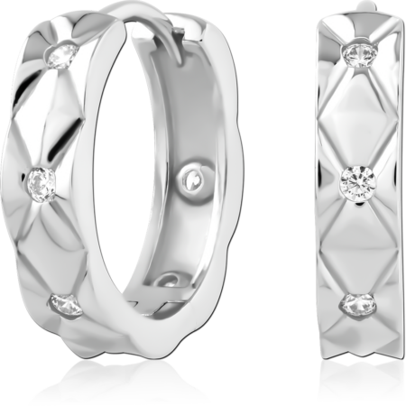 STERLING SILVER 925 PLATED JEWELED HUGGIES PAIR