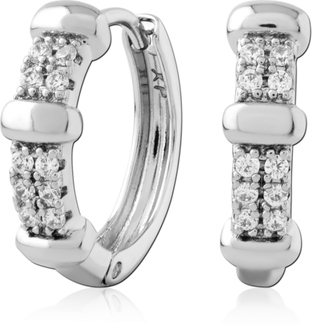 STERLING SILVER 925 PLATED JEWELED HUGGIES PAIR