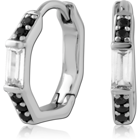 STERLING SILVER 925 RHODIUM PLATED JEWELED HUGGIES PAIR