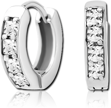 SURGICAL STEEL JEWELED HUGGIES PAIR