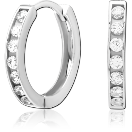 STERLING SILVER 925 JEWELED HUGGIES PAIR