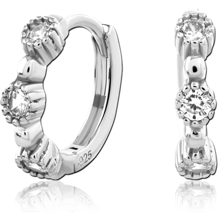 STERLING SILVER 925 JEWELED HUGGIES PAIR